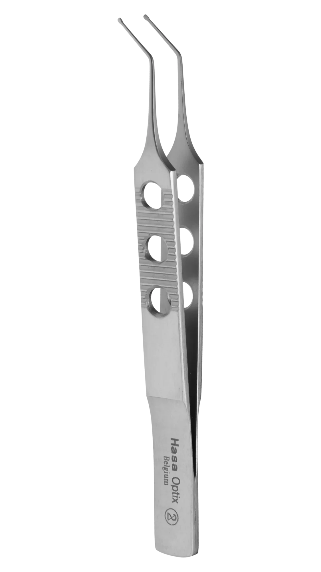 Lens Forceps, Ang w/1.0mm round tips, Flat, 112mm