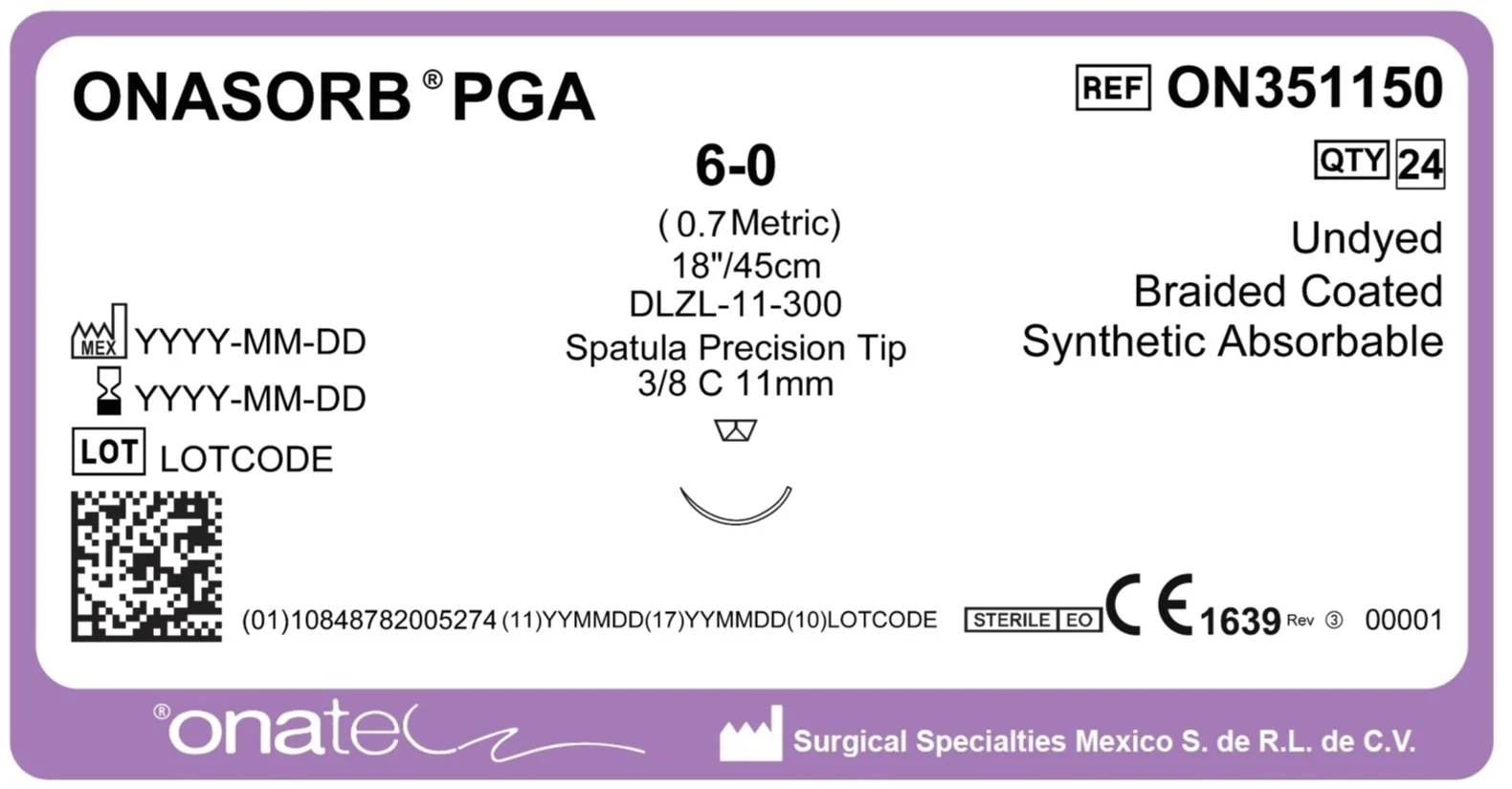 Onasorb PGA 6-0 45cm 3/8 Cir 1X