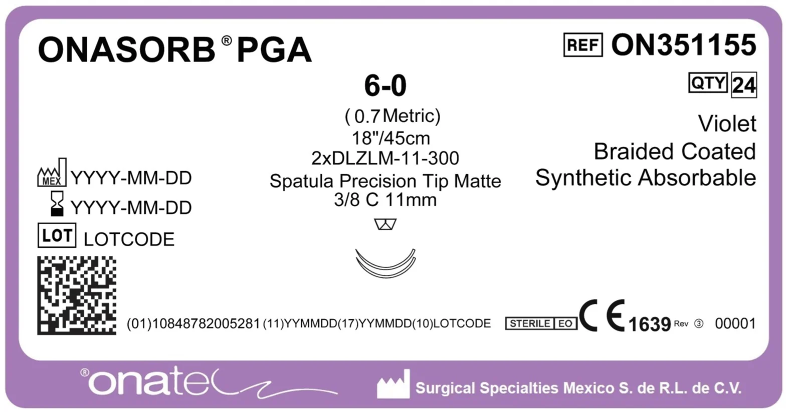 Onasorb PGA 6-0 45cm 3/8 Cir 2X