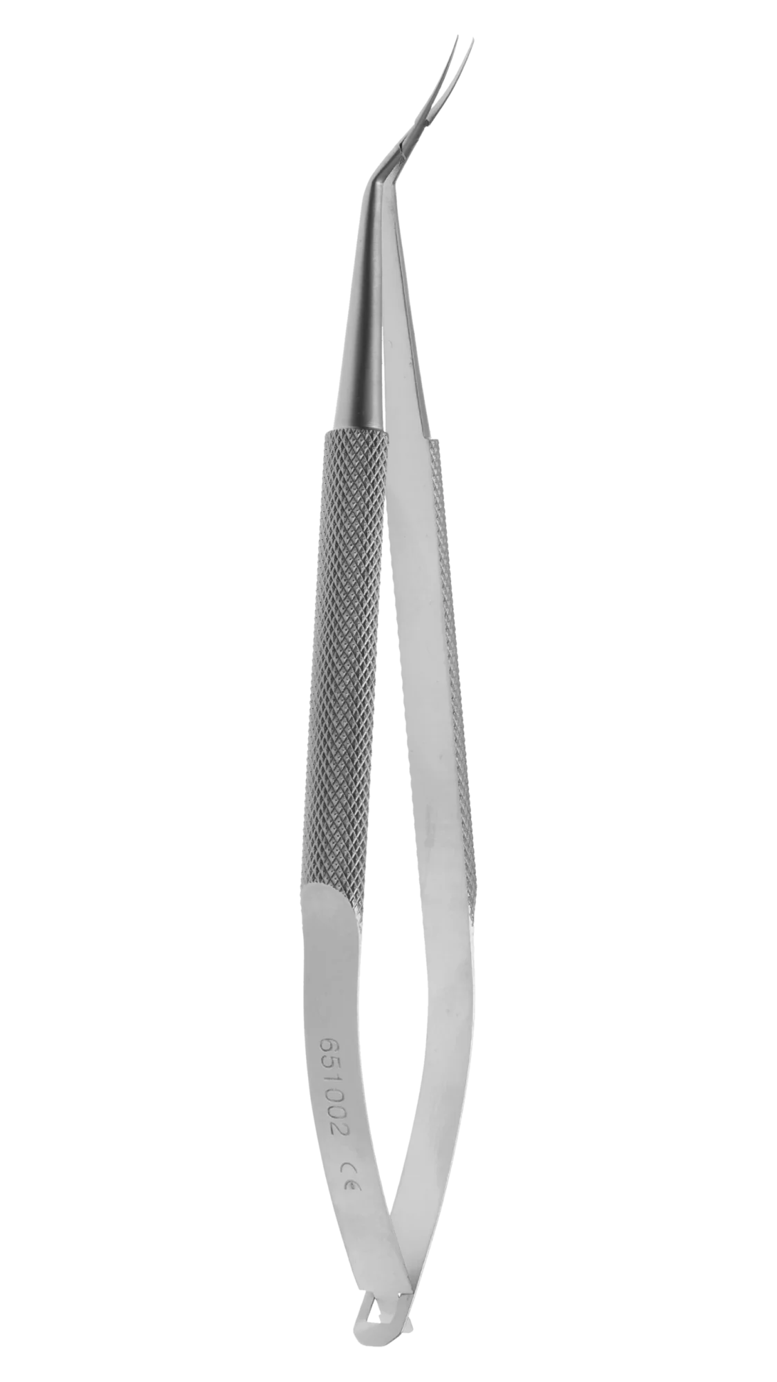 Capsulorhexis Forceps, Curved thin, cross action, round knurled, 120mm