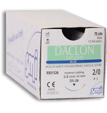 SMI Daclon nylon USP 11/0 10 cm, 1x micro taper point 3,8 mm/70µm 3/8 circle, black