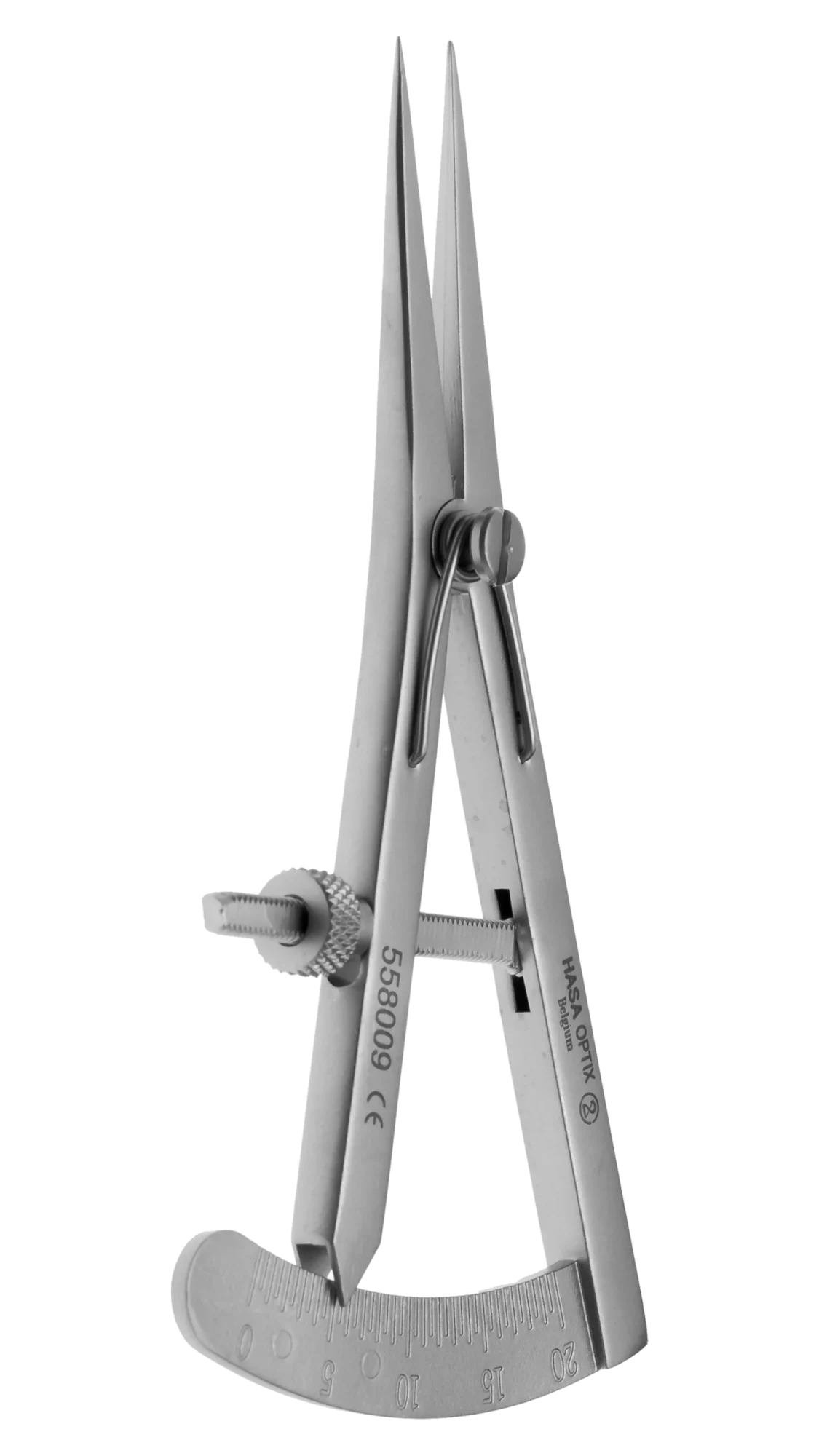 Castroviejo Caliper, scale reads on one side, measure form 0mm to 20mm in 0.5mm incr.