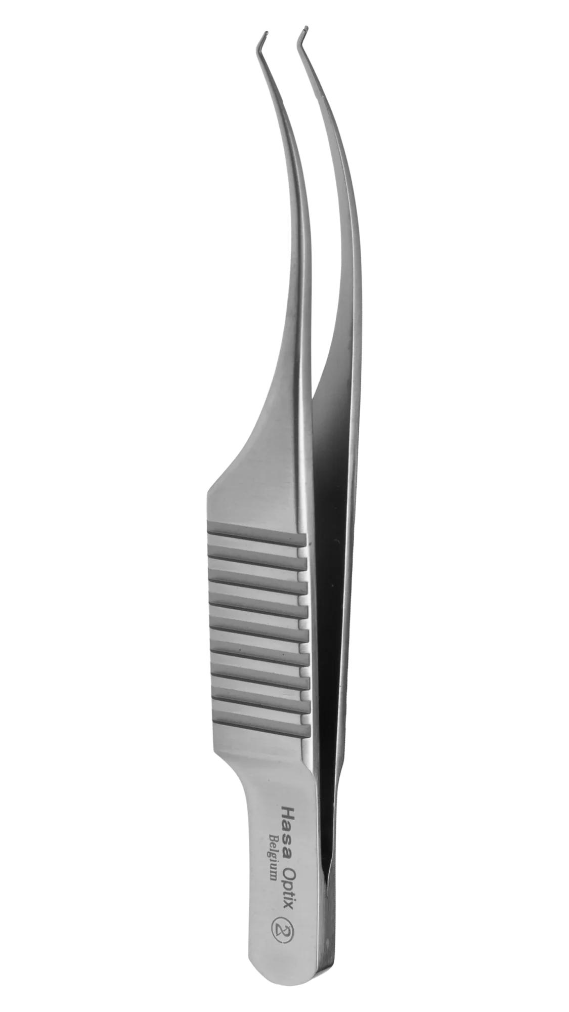 pierse-Colibri Corneal Forceps, Curved w/ tying pl., Flat, 85mm