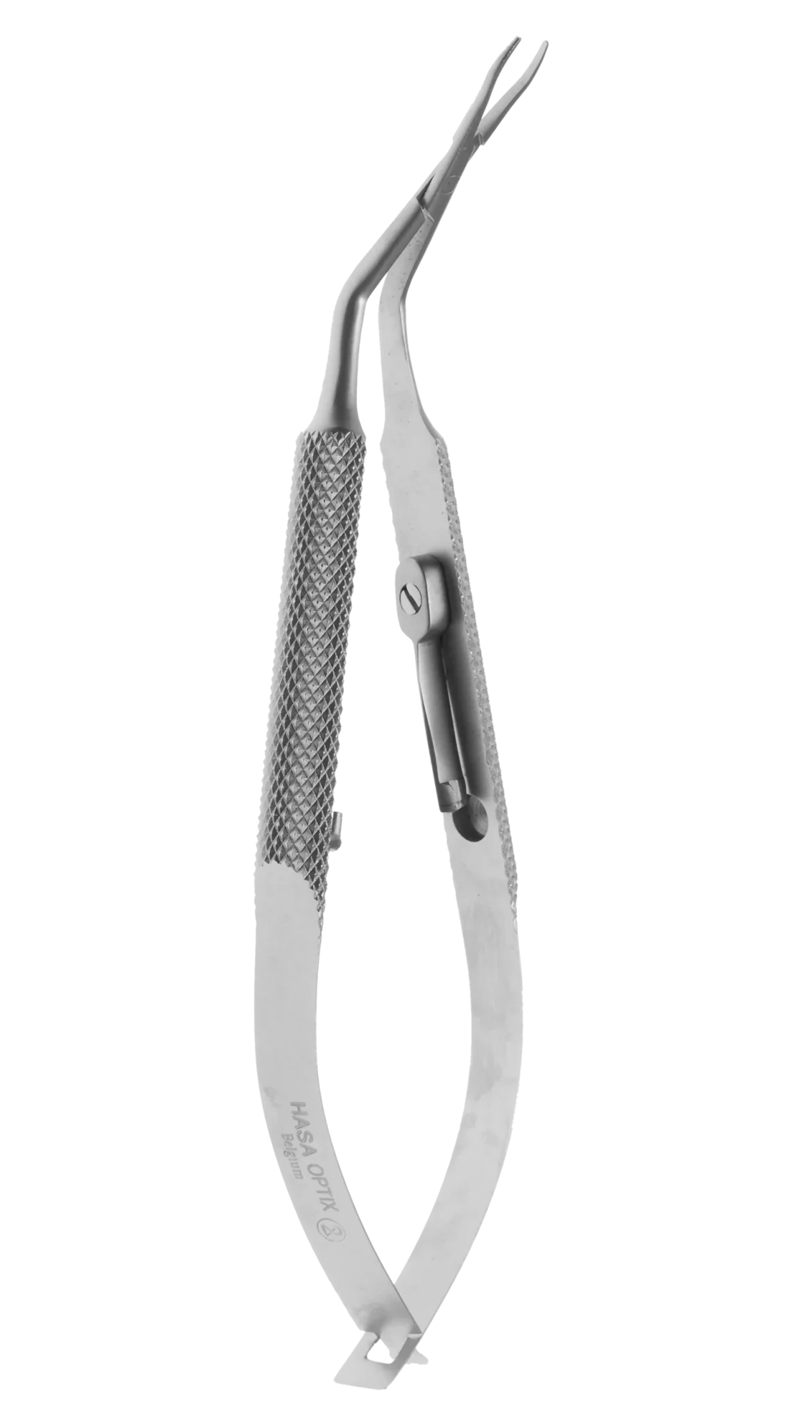 Lens Implantation Forceps, Smooth and curved jaws w/lock, Cross action, 108mm