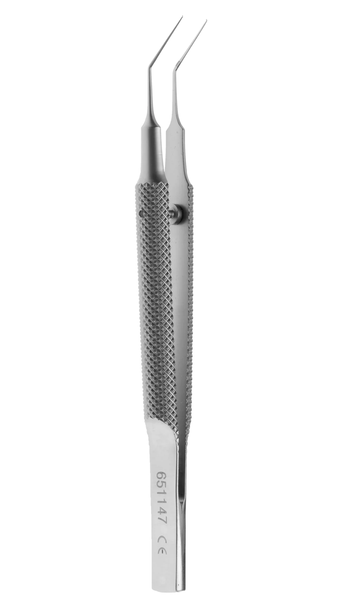 Capsulorhexis Forceps, 45° ang thin, Round knurled, 105mm