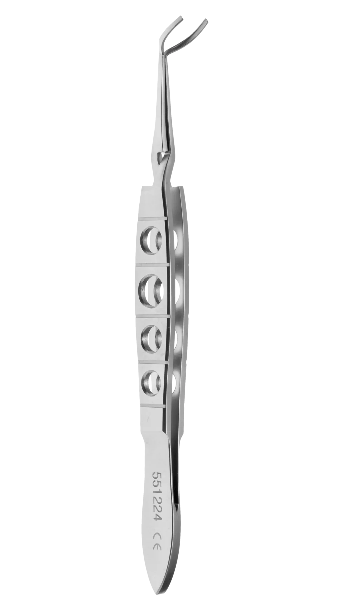 Landers vitrectomy lens Forceps, shafts ang 45° w/curved grooved blades, 115mm
