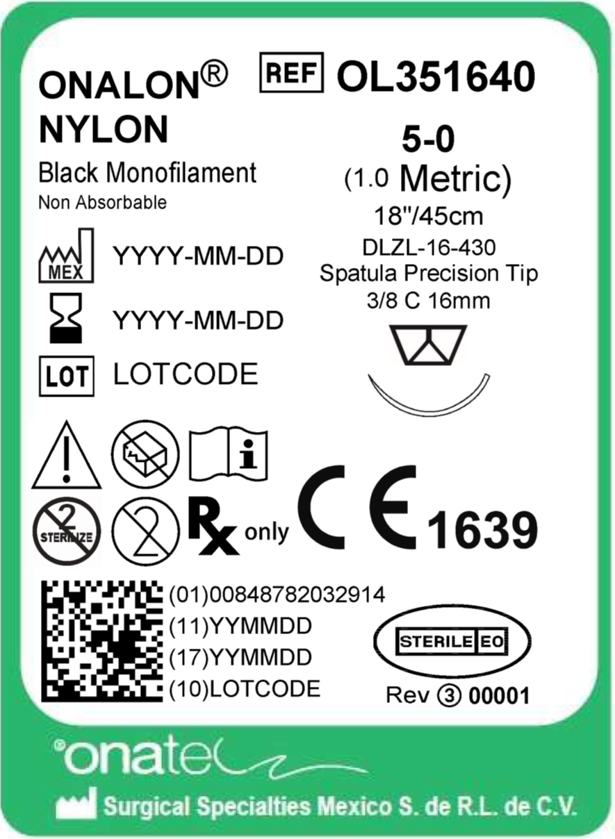 Onalon Nylon 5-0 45cm 3/8 Cir 1X