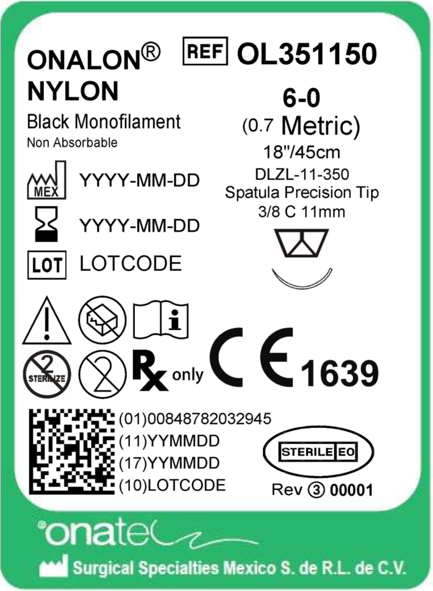 Onalon Nylon 6-0 45cm 3/8 Cir 1X