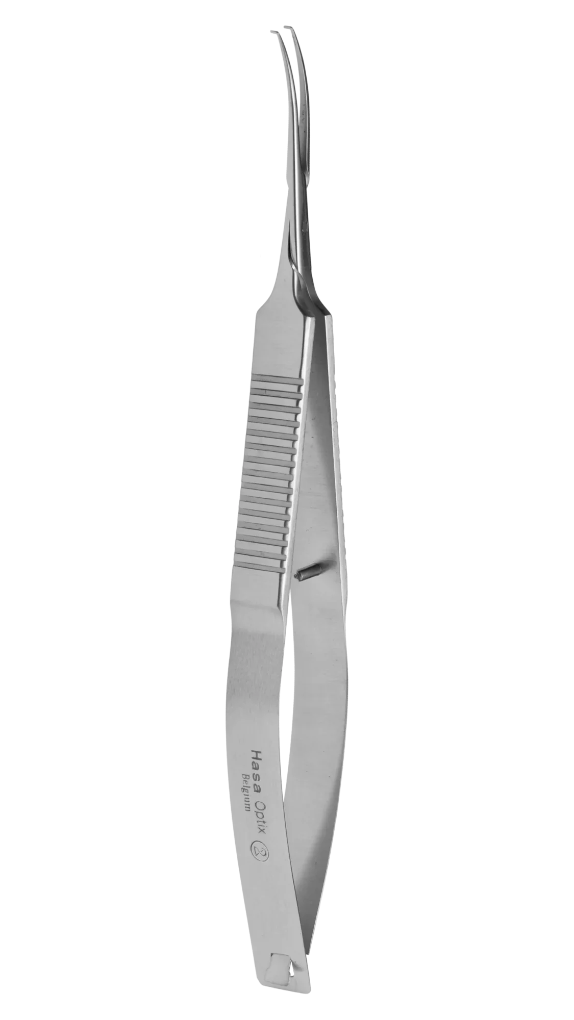 Lens Forceps, Curved w/90°ang 1.0mm tips, Cross action, 120mm