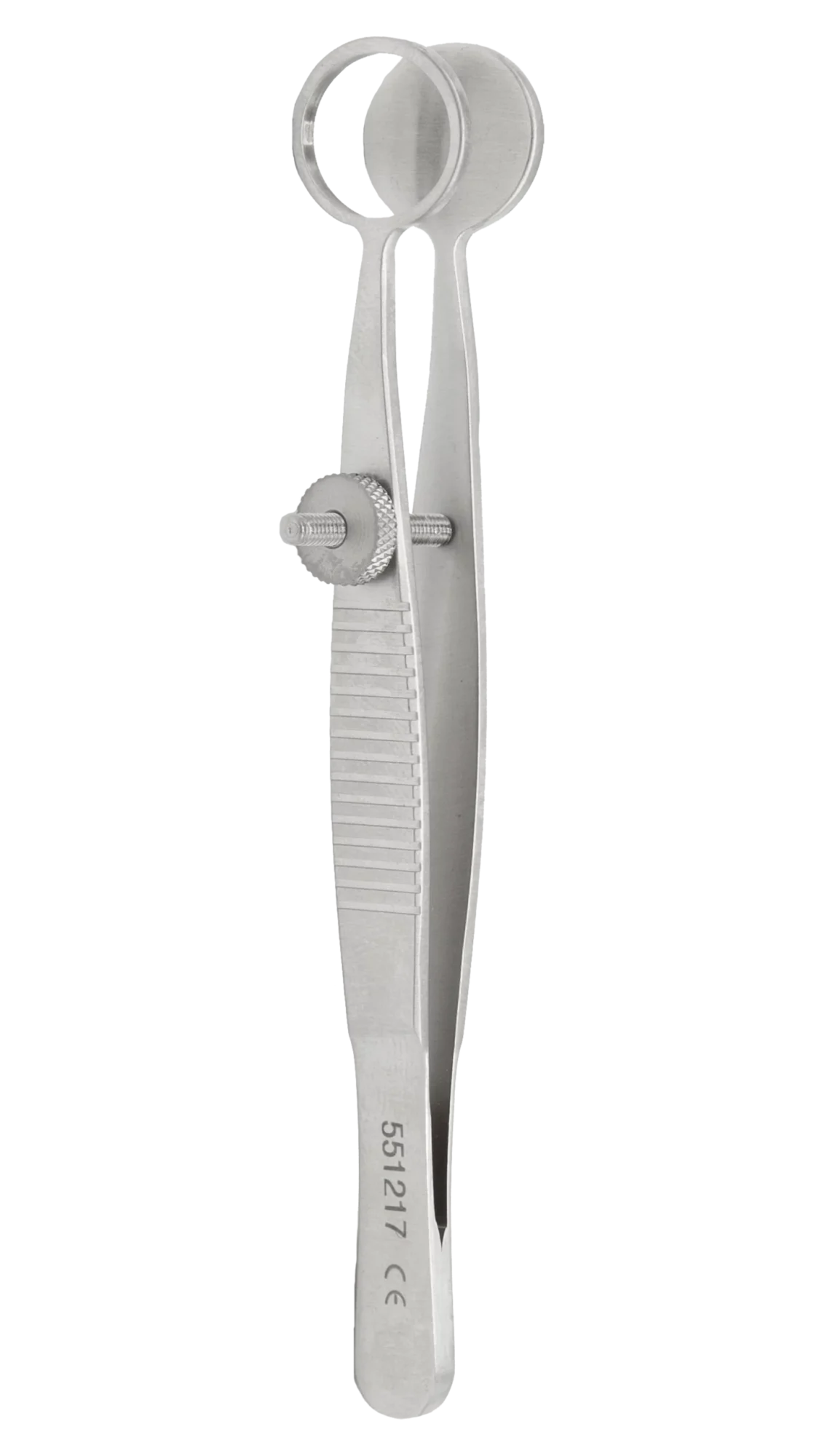 Chalazion Forceps, Serr. w/locking thumb screw, Oval 12×14mm, 98mm