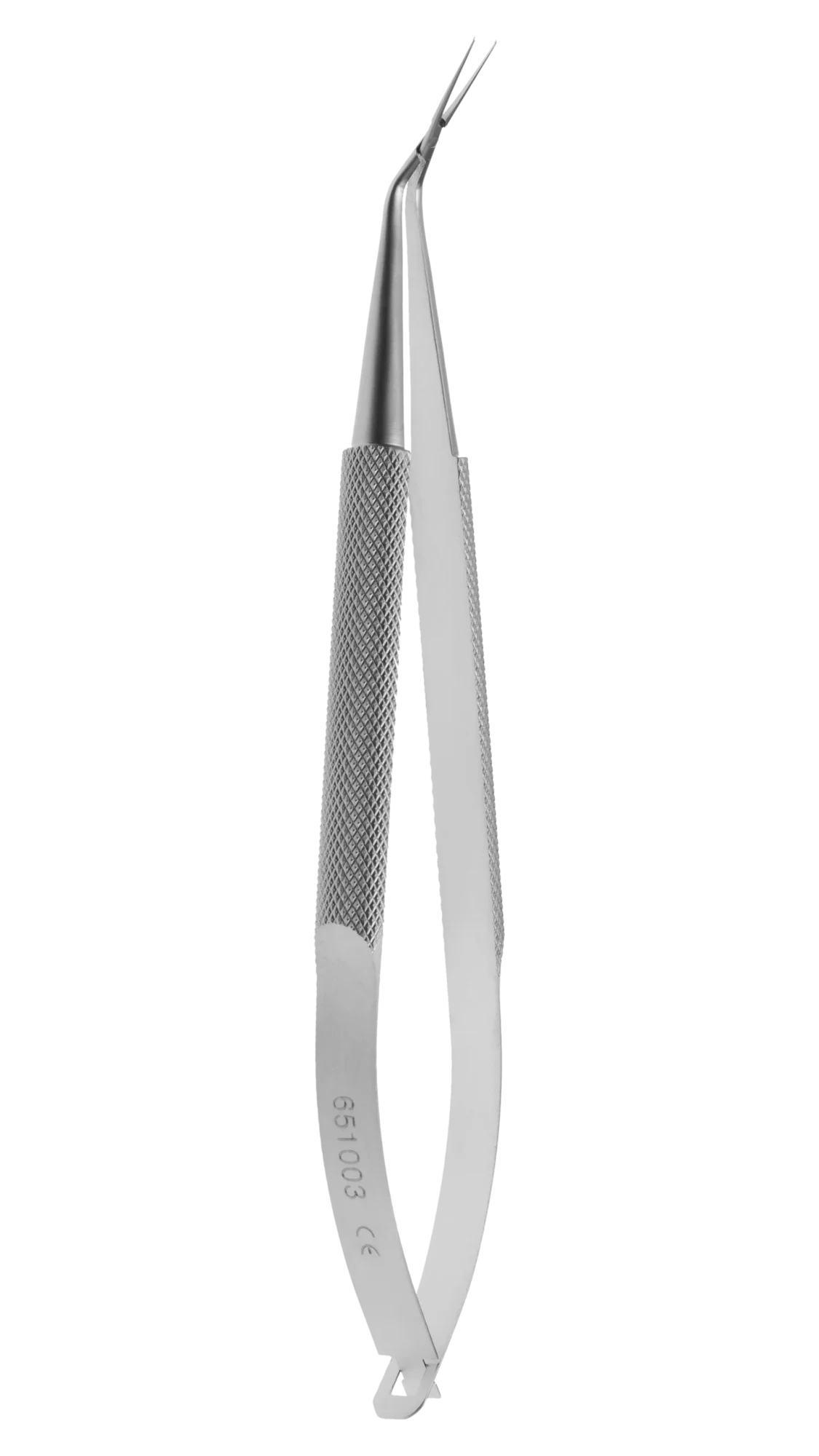 Capsulorhexis Forceps, 45° ang thin, cross action, round knurled, 120mm